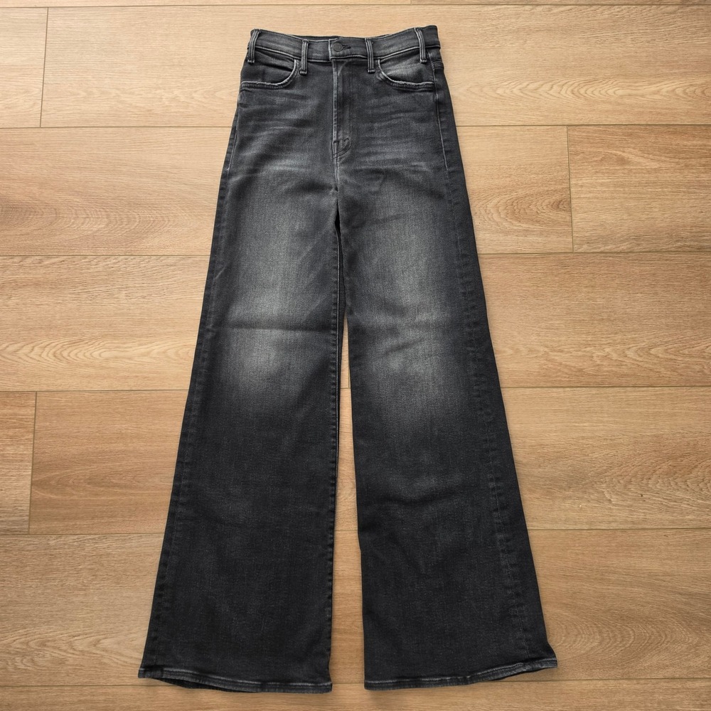 Mother Denim Wide Leg High Rise Jeans Faded Black, Size 27